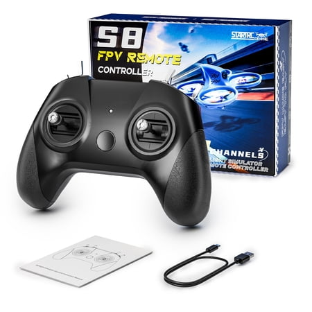 STARDRONE S8 FPV Flight Simulator Controller -Anti-Slip PU Handle, 8 Channel Metal Joystick, Ergonomic Design for DRL/Uncrashed/Liftoff/DCL Beginner Pilots (Mode 2, Black)
