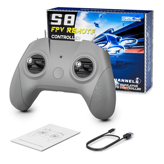 STARDRONE S8 RC Flight Simulator Controller- 8 Channels FPV Drone Games Remote Controller Support Popular System&Platform- Ideal for Beginner Pilots Professional Training Experience(Mode 2) (Grey)