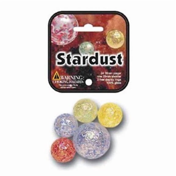 Big Game Toys~25 Glass Marbles Stardust Blue/Red/Green/Yellow Speckled Glitter Confetti Classic Style Game Pack (24 Player, 1 Shooter) Decor/Vase Filler/Aquarium