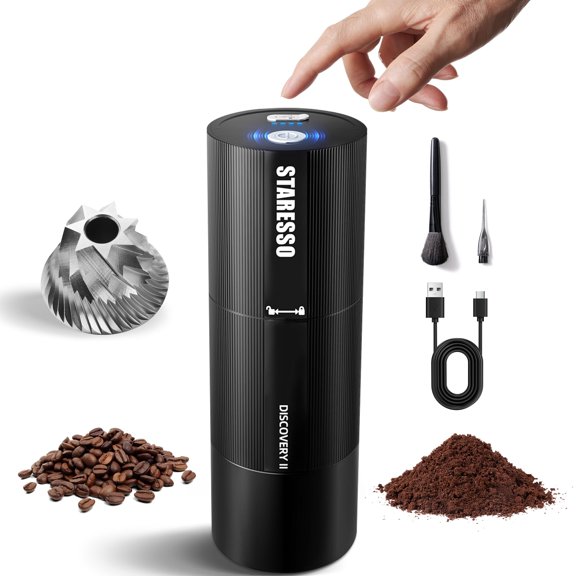 STARESSO Discovery  PLUS Portable Electric Coffee Grinder - Low Noise, USB Rechargeable, Adjustable Grind Settings, Easy Cleaning for Espresso, French Press, Pour-Over, Cold Brew