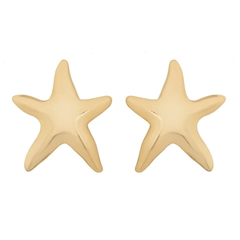Women's Gold Tone Starfish Stud Earrings