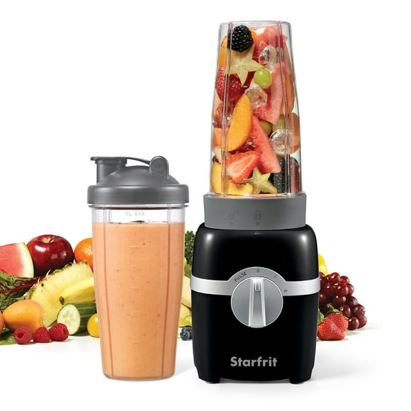 Starfrit Personal Blender, Two 828ml Cups, Two Blades, High, Low & Pulse Modes, 300W, Black