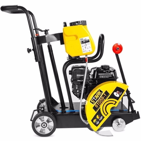Stark USA 14" Gas Walk Behind Concrete Saw, 6.5HP 196cc, 3.5" Cut Depth, Water Tank, Push Pavement Cutter (No Blade)