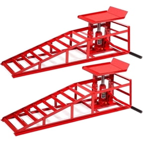 Stark USA Hydraulic Car Ramps 2-Pack, 11,000 lb Capacity Low Profile Vehicle Lift Ramps with Built-In Hydraulic Jack for Cars, SUVs & Light Trucks