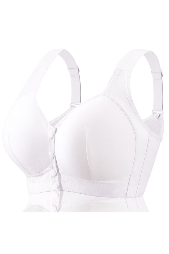 Diasy No Underwire Bras for Old Women Adajusatble Plus Size Wireless Comfoty Bra Front Snap Closing Bras for Senoir