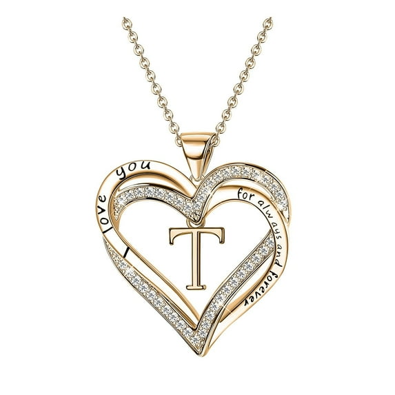 STARLAN Heart Initial Necklaces for Women, Initials Necklace with Heart Charm, 26 English Letters Couple Necklace, Heart Initial A-Z Pendant Necklace Dainty Heart Necklaces for Women Jewelry Gifts