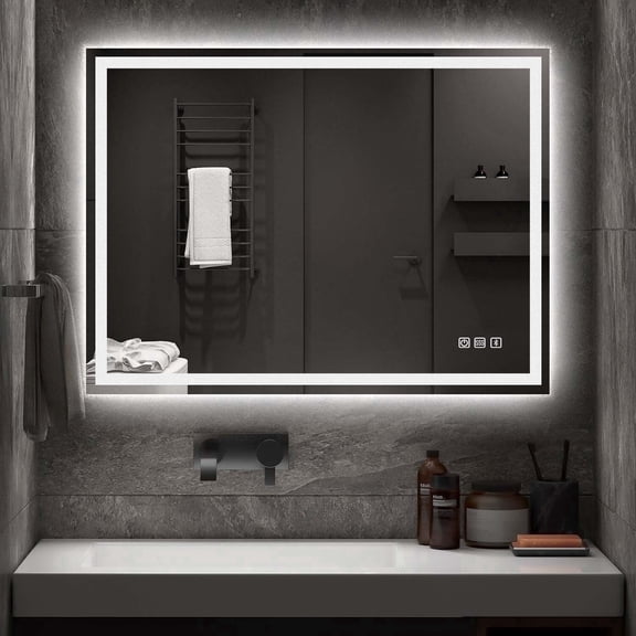 STARLEAD 32" x 24" LED Bathroom Mirror with Bluetooth Speakers, Anti-Fog, Dimmable Lighting, 3 Color Temperatures, Wall Mounted, Touch Control, Tempered Glass