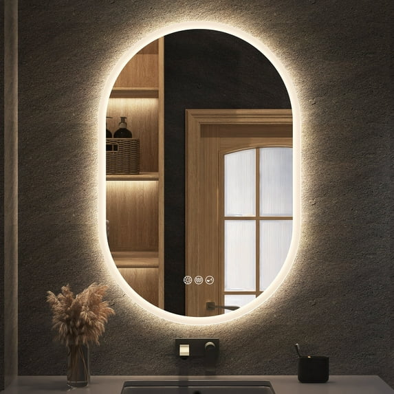 STARLEAD 24"x36" LED Oval Bathroom Mirror with Lights, Wall-Mounted, Bluetooth Speaker, Anti-Fog, 3 Color Temperatures, Dimmable Brightness, IP65 Waterproof, Tempered Glass, Frontlit & Backlit