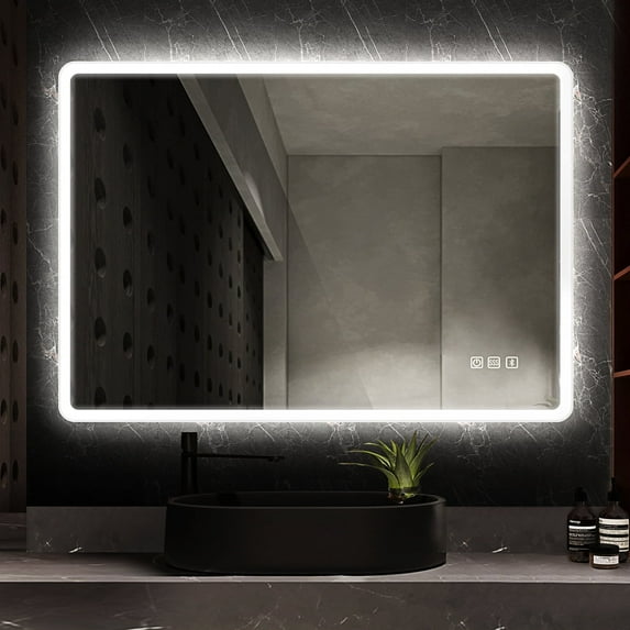 STARLEAD 36"x28" LED Bathroom Mirror with Bluetooth Speaker, Anti-Fog, 3 Color Dimmable Light, Explosion-Proof Tempered Glass, Wall-Mounted, IP65 Waterproof, Frontlit & Backlit