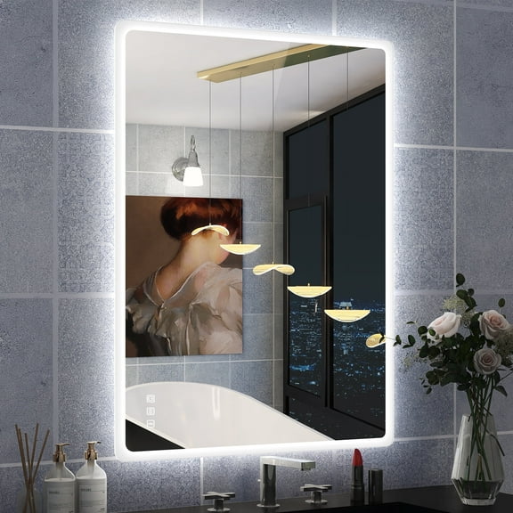 STARLEAD 40"x28" LED Bathroom Mirror with Bluetooth, Anti-Fog, 3 Color Dimmable Light, Tempered Glass, Wall-Mounted