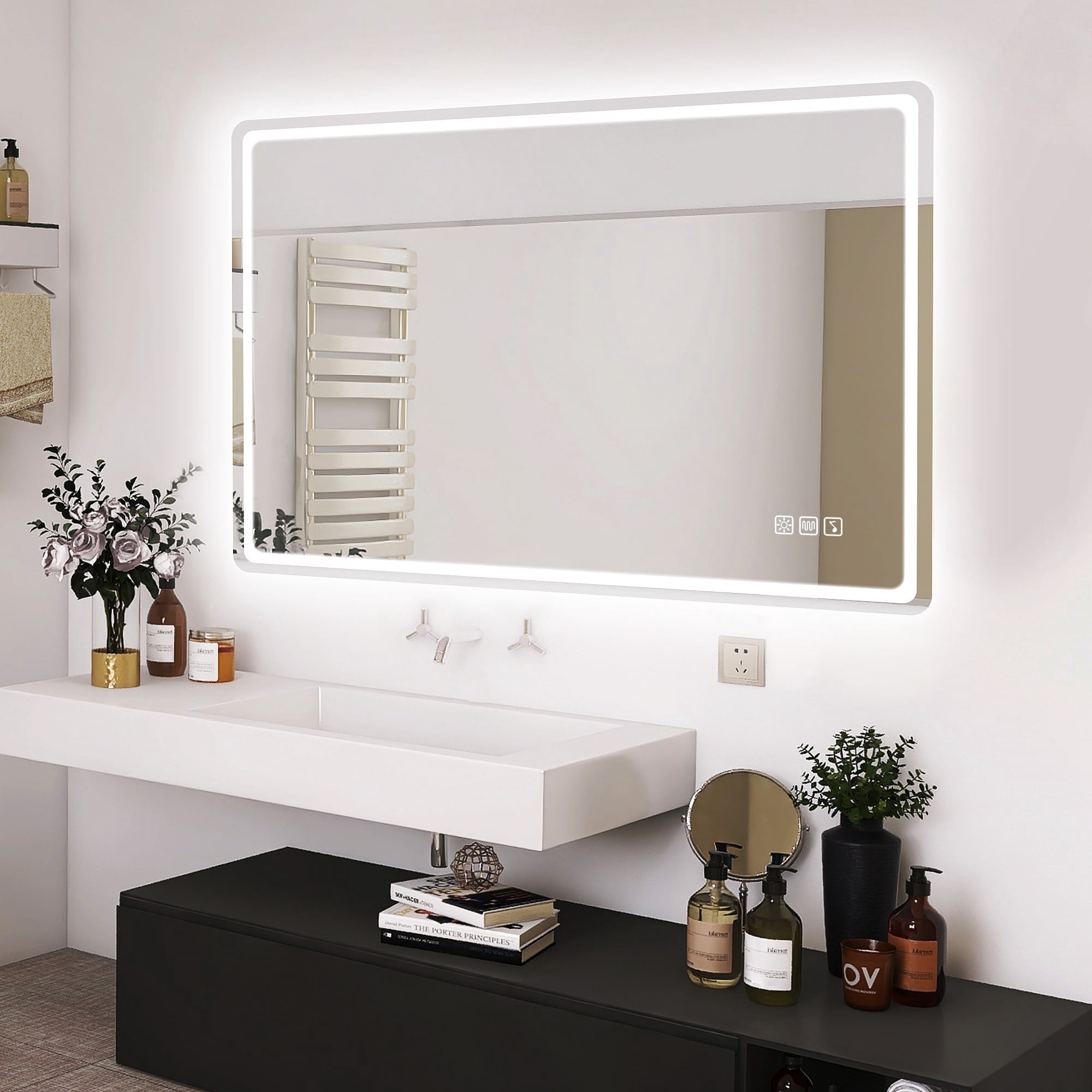 STARLEAD 40" x 28" LED Bathroom Mirror with Lights, Front & Backlit, Bluetooth Speakers, Anti-Fog, Memory Function, 3 Color Lighting, Wall Mounted Vanity Mirror, Tempered Glass