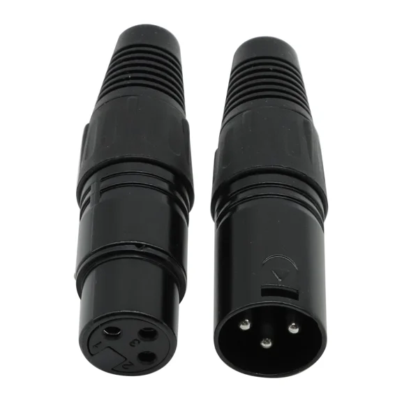 STARLIGHT- 1 Pair Xlr Dmx 3 Pin Male&Female Mic Snake Plug Audio Microphone Connector Black