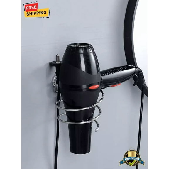 STARLIGHT- 1 Pc Spiral Wall-Mounted Hair Dryer Holder – No Nail Adhesive Storage