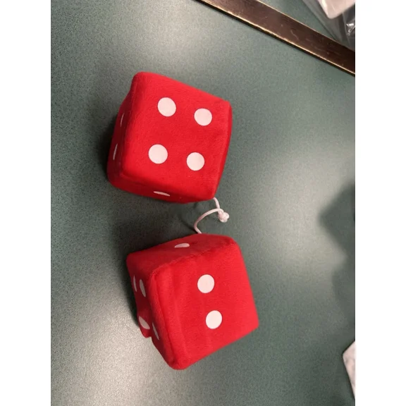 STARLIGHT- 1 Red Pair 3X 3 Classic Hanging Fuzzy Dice, Soft & Fuzzy Hanging Mirror Dice