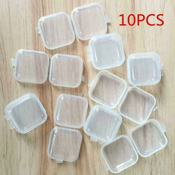 STARLIGHT- 10Pcs Mini Clear Plastic Small Storage Boxes Jewelry Container Bead Clear Case