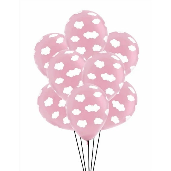 STARLIGHT- 12 Pink Balloons White Clouds Sky Theme Girl Baby Shower Party Decorations Kids