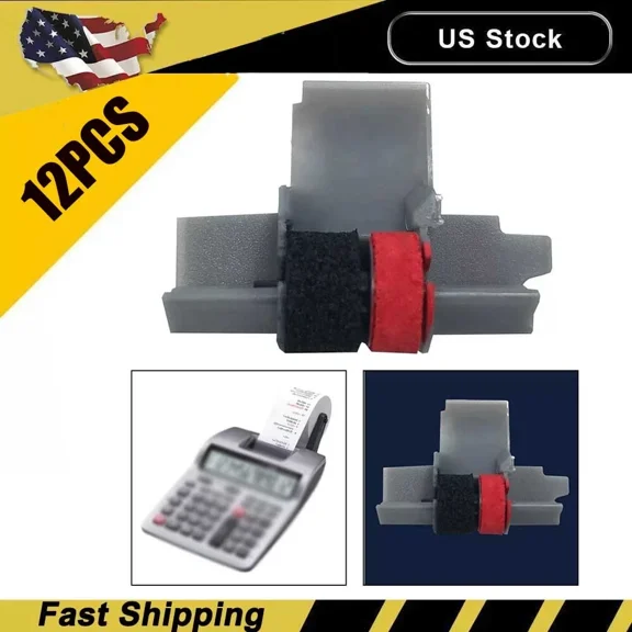 STARLIGHT- 12Pcs Ir-40T Black & Red Calculator Ink Rollera For Cp13 Nr42 Ir40T Sharp Casio
