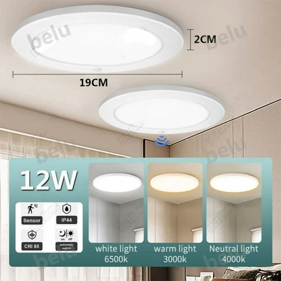 STARLIGHT- 12W Led Ceiling Down Light Motion Sensor Dimmable Flush Mount Kitchen Home Lamp