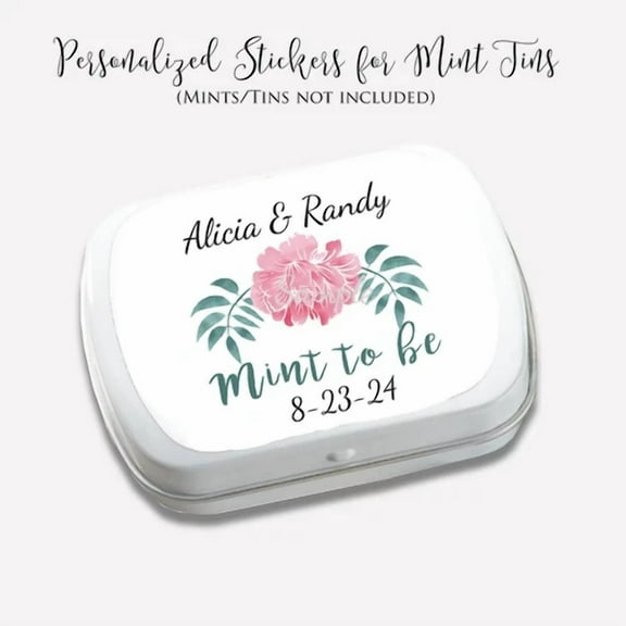 STARLIGHT- 15 Personalized Mint Tin Labels Pink Hibiscus Wedding Favors Mint Tin Stickers