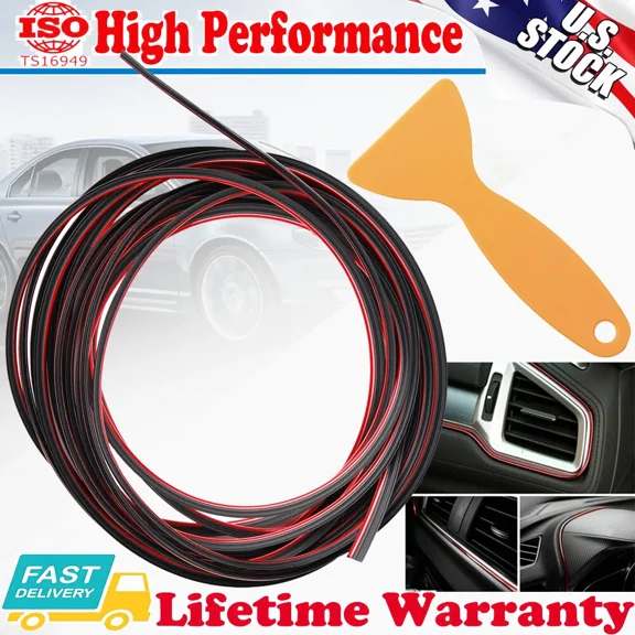 STARLIGHT- 16Ft Red Car Interior Door Gap Edge Line Molding Trim Strip Decorate Accessories