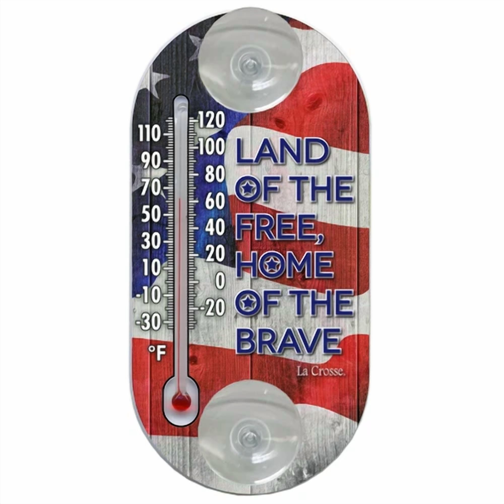 204-154A La Crosse 4" Indoor/Outdoor Window Thermometer - Land Of The Free