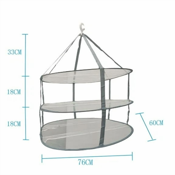 STARLIGHT- 1Pc Hanging Mesh Clothes Dryer Rack 3 Tiers Large Folding Drying Rack Clothesnet