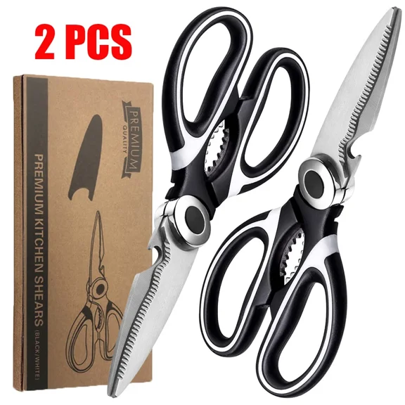 STARLIGHT- 2 Pack Multifunctional Scissors Ultra Sharp Stainless Steel Kitchen Shears Tool