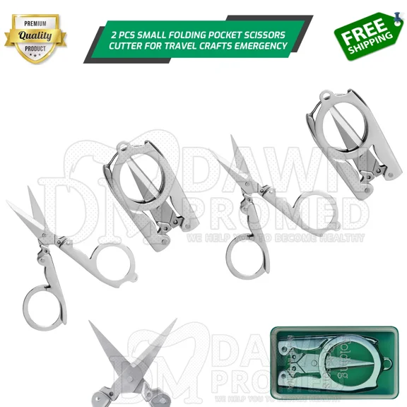 STARLIGHT- 2 Pcs Portable Small Folding Travel & Pocket Scissors Foldable Sewing German G
