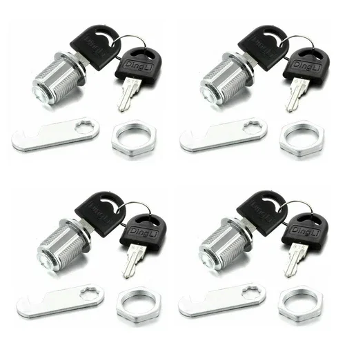 STARLIGHT- 20Mm Cylinder Cam Key Locks Tool Box File Cabinet Desk Drawer 4Pcs/Set W/ 8 Keys