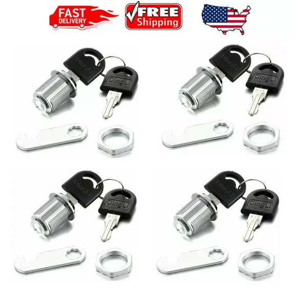 STARLIGHT- 20Mm Cylinder Cam Key Locks Tool Box File Cabinet Desk Drawer 4Pcs/Set W/ 8 Keys