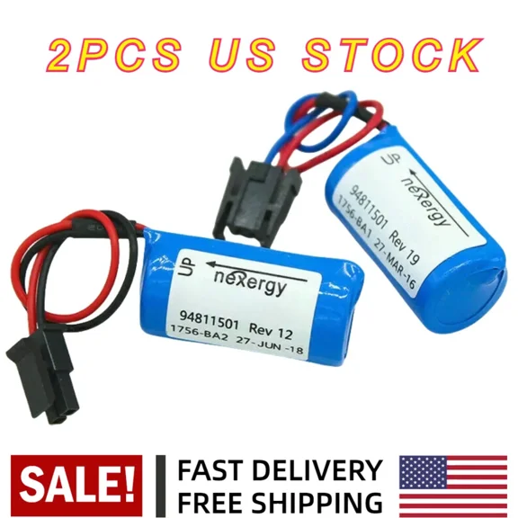 STARLIGHT- 2Pcs 1756-Ba2 Plc Controller Battery Br2/3A-Ab Battery Non-Rechargeable W/ Plug