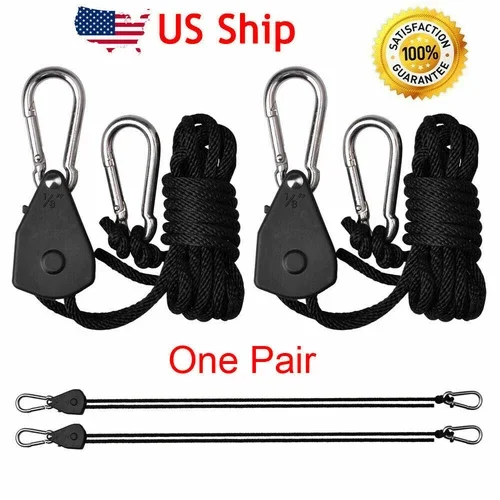 STARLIGHT- 2Pcs Grow Light Rope Hanger Ratchet Reflector Hangers 150Lb 1/8"