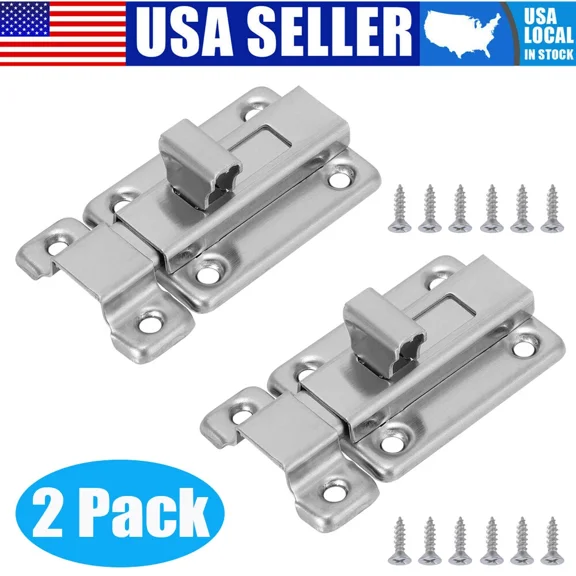 STARLIGHT- 2Pcs Stainless Steel Door Latch Sliding Lock Security Keyless Entry Home Hotel