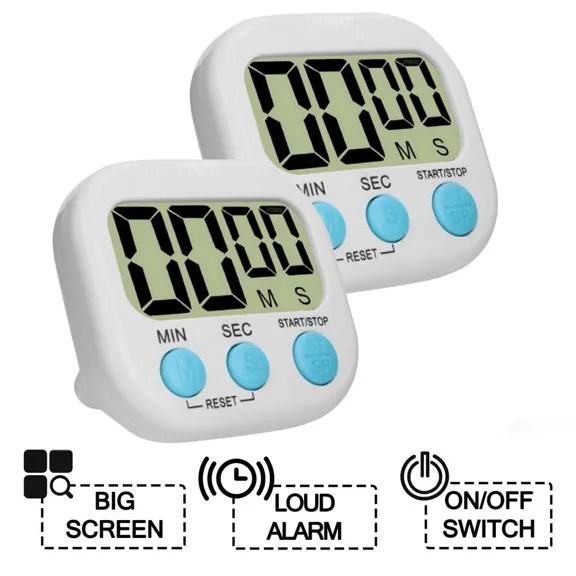 STARLIGHT- 2X Kitchen Timer Magnetic Lcd Digital Countdown Stopwatch With Stand Alarm Clock