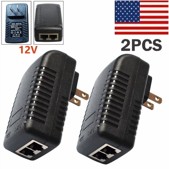 STARLIGHT- 2X Poe Injector 12V 1A Wall Plug Ethernet Adapter Ip Phone Camera Power Supply
