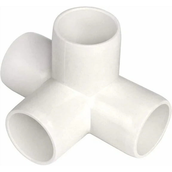 STARLIGHT- 3/4" Furniture Grade 4-Way Side Outlet Tee Pvc Fitting - 4 Pack