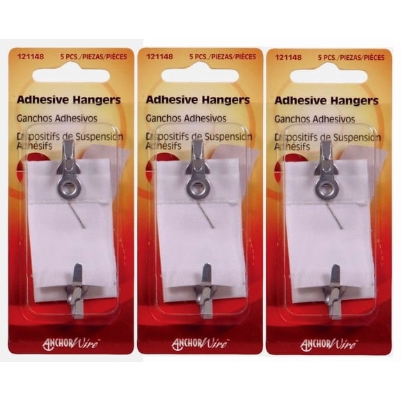 STARLIGHT- 3~ Hillman Anchorwire 1-1/2 Lb Steel Single Adhesive Wall Hanger Hook 5Pk 121148