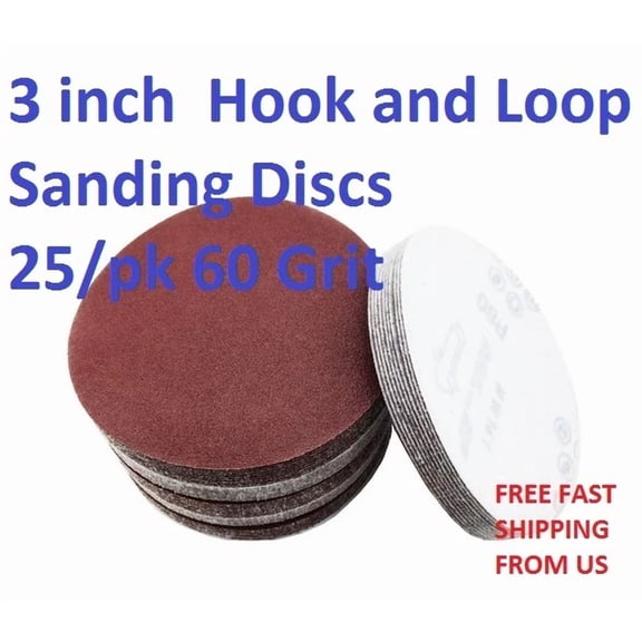 STARLIGHT- 3 Inch Hook And Loop Sanding Discs 25/Pk 60 Grit