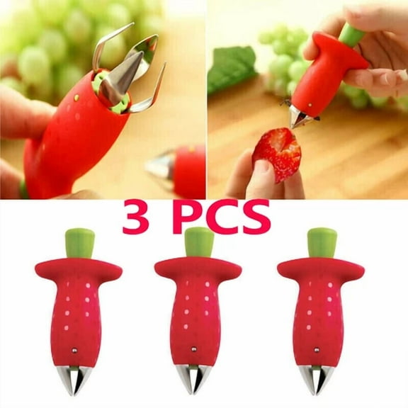 STARLIGHT- 3 Pack Strawberry Tomato Stem Leaves Huller Remover Fruit Kitchen Corer Tool