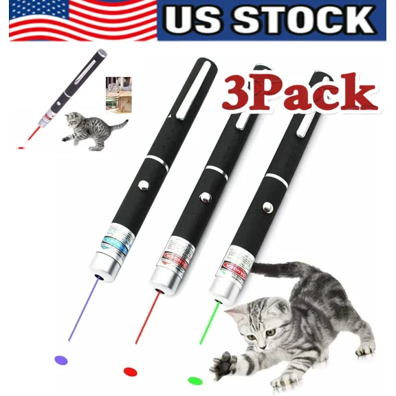 STARLIGHT- 3 Packs 900Mile Laser Pointer Pen Green Blue Red Light Visible Beam Lazer