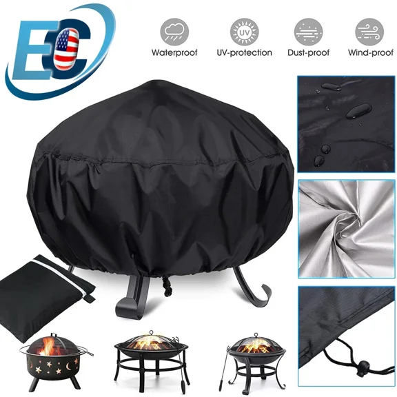 STARLIGHT- 30 Inch Patio Round Fire Pit Cover Waterproof Bbq Gas Grill Uv Protector Outdoor