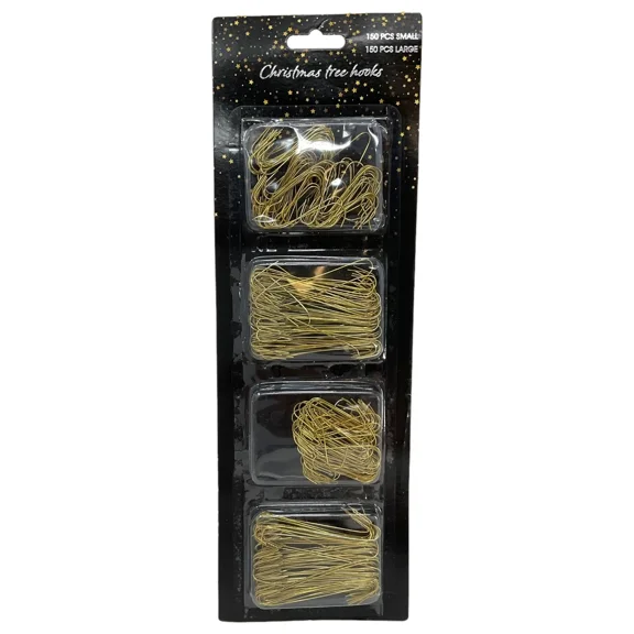 STARLIGHT- 300 Small And Large Gold Metal Christmas Tree Ornament Hooks For Decorations