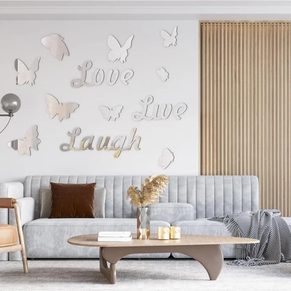 STARLIGHT- 3D Removable Mirror Wall Sticker Love Butterfly Wall Decals Romantic Home Decor.