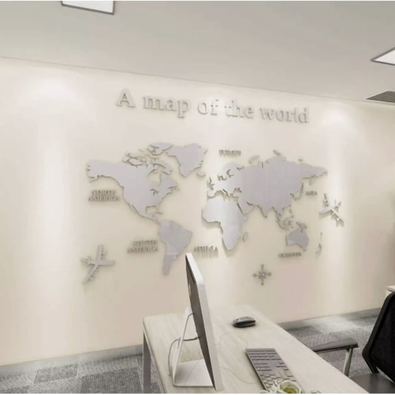 STARLIGHT- 3D Wall Stickers World Map Wall Mural Decal For Office Home Decoration Vinyl