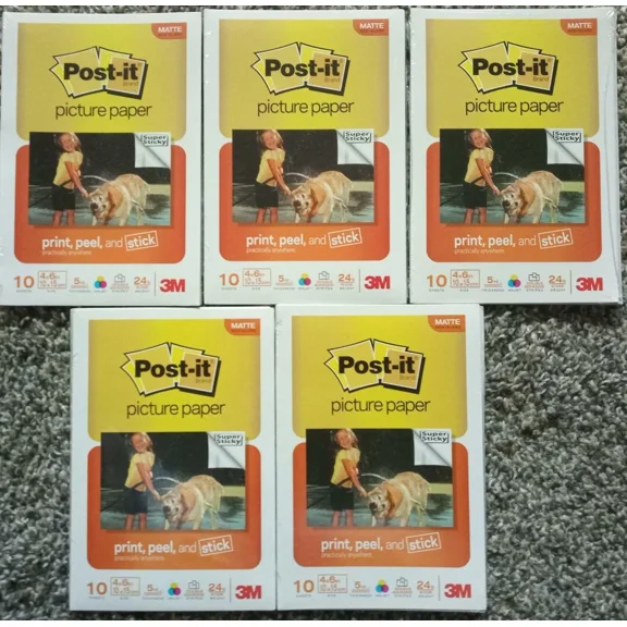 STARLIGHT- 3M Post-It Picture Paper 4"X6" 50 Sheets Matte Non-Glare Print Peel Stick Usa **