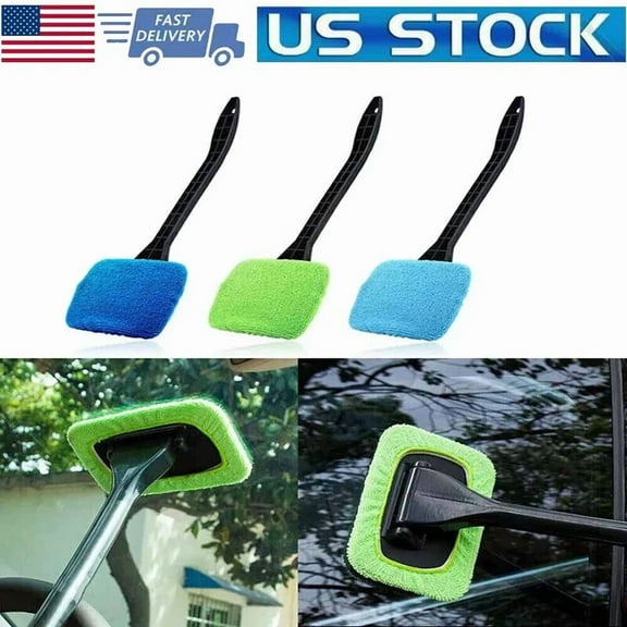 STARLIGHT- 3X Window Windshield Cleaning Tool Wand Microfiber Car Wiper Cleaner Glass Brush