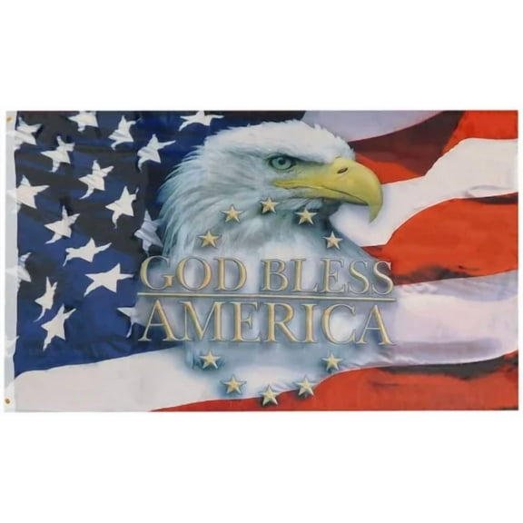 STARLIGHT- 3X5 Trump 2024 God Bless America Usa Eagle Spun Polyester Flag Banner