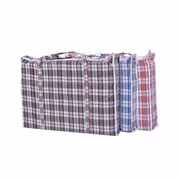 STARLIGHT- 4 Large Plastic Checkered Storage Laundry Shopping Bags 18.5"X18.5"X5.5"