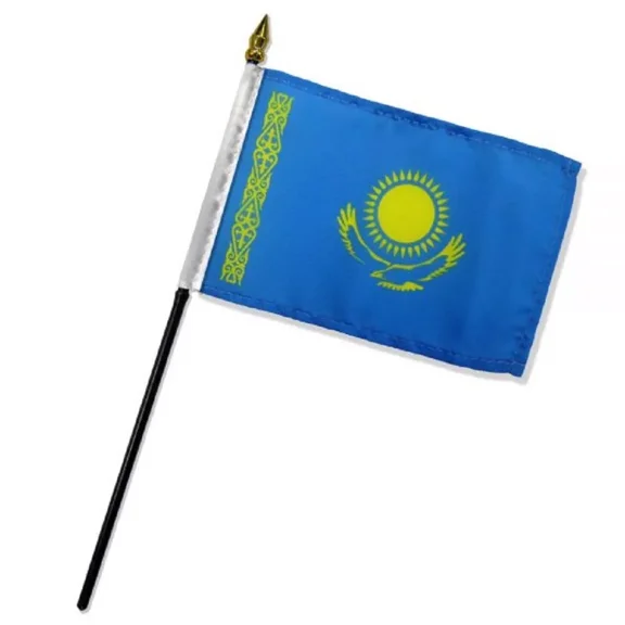 STARLIGHT- 4"X6" Kazakhstan Stick Flag Table Staff Desk Table