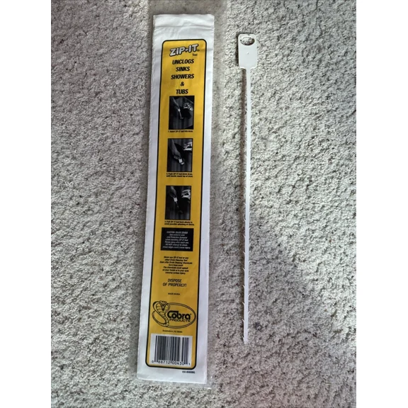 STARLIGHT- 4 Zip It Cobra Hair Snake Tub Sink Shower Drain Unclog Hair And Debris